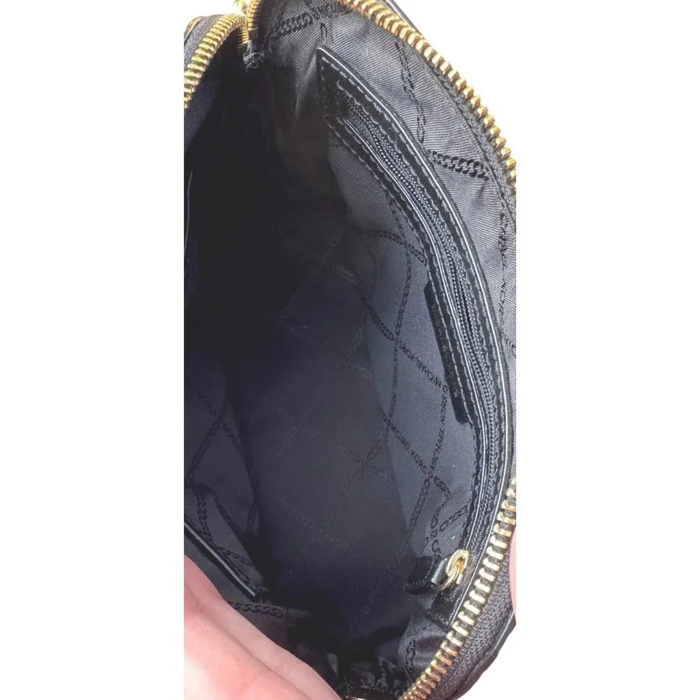 Michael Kors Dome Crossbody Bag Bl‎ Patent Leather Brown Monogram Gold Hardware